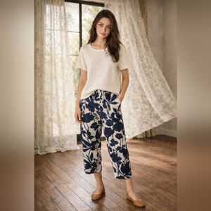 Bryn Walker Botanical Print Pull-On Capri Pants | XL | NWT